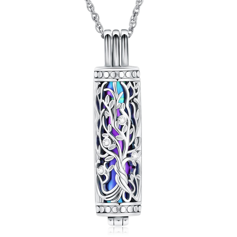 Cilinder Crematie Sieraden Levensboom Urn As Ketting voor Vrouwen Mannen Flacon Crematie As Hanger Memorial Sieraden: MULTI