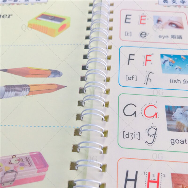 English Number Drawing copybook Reused hand writing round hand groove training copy auto fades For Kids Children 5-7 Years