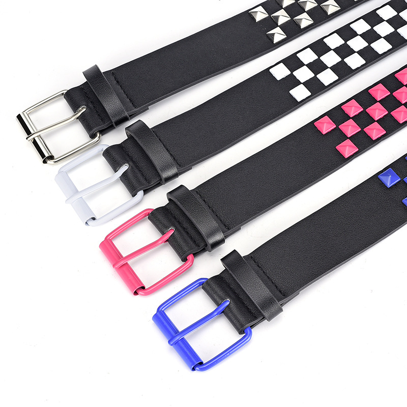 Vitt bälte med spänne, hiphop-punk, trendigt all-match-bälte för kvinnor, accessoarer för  y2k flickor, rosa pu-midjeband