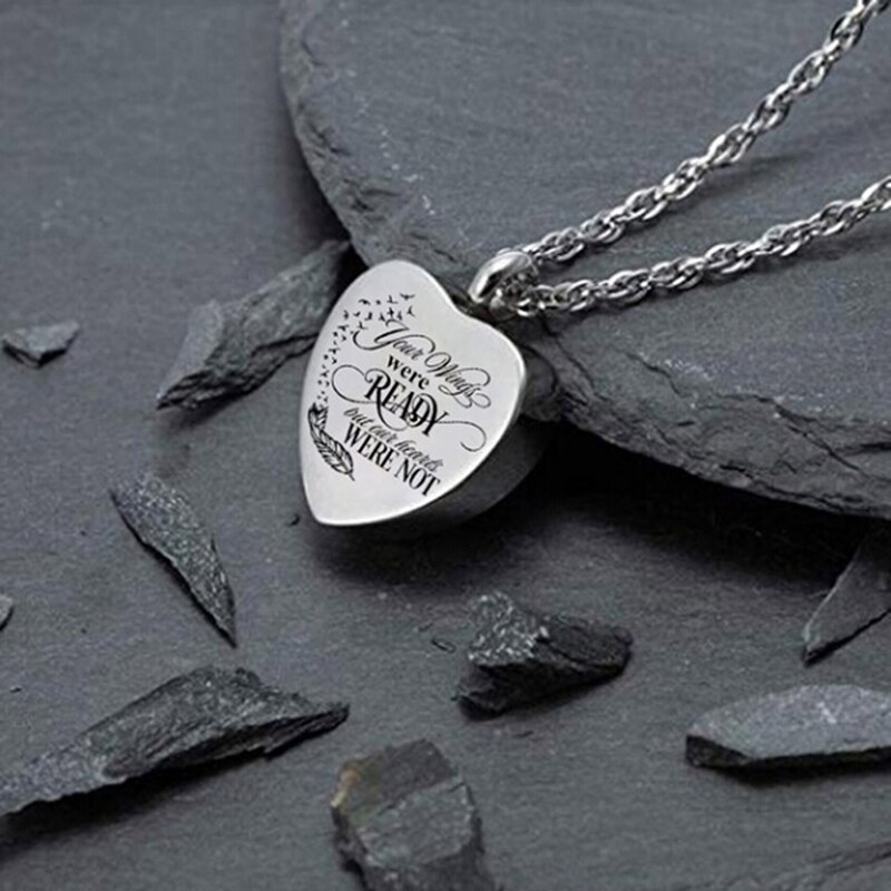 Heart Cremation Necklace for Ashes Jewelry Memorial Pet Urns Heart-shaped Pendant Memory Grandpa Necklaces Bag