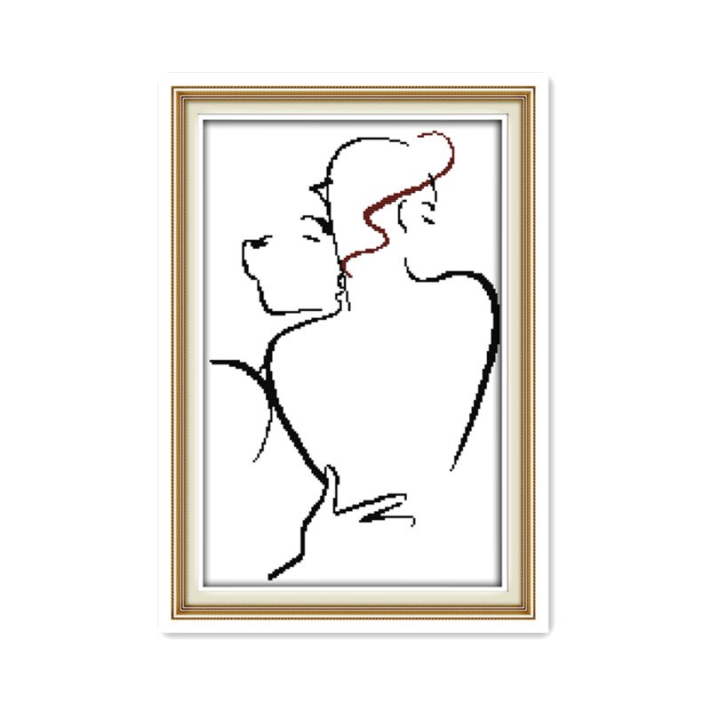Point en croix, broderie romantique en couple, broderie simple, broderie simple, fait à la main, travaux d'aiguille, décoration familiale en direct