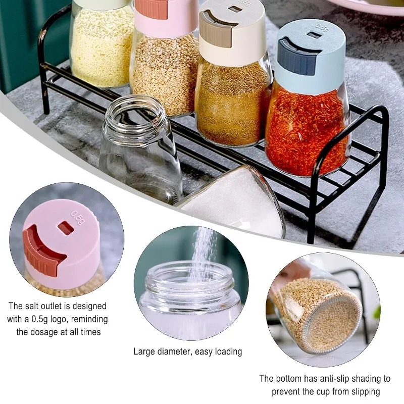 Kvantitativ push-type krydderiraker pressetype saltdispenser krydderidispenser forseglet køkkenkrydderiboks krydderiflaske
