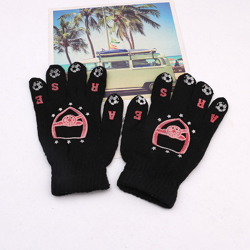 Winter Warm Gloves Children Knitted Stretch Mittens Boys Solid Girls Full Finger Christmas man Glove Knitted: Light Blue