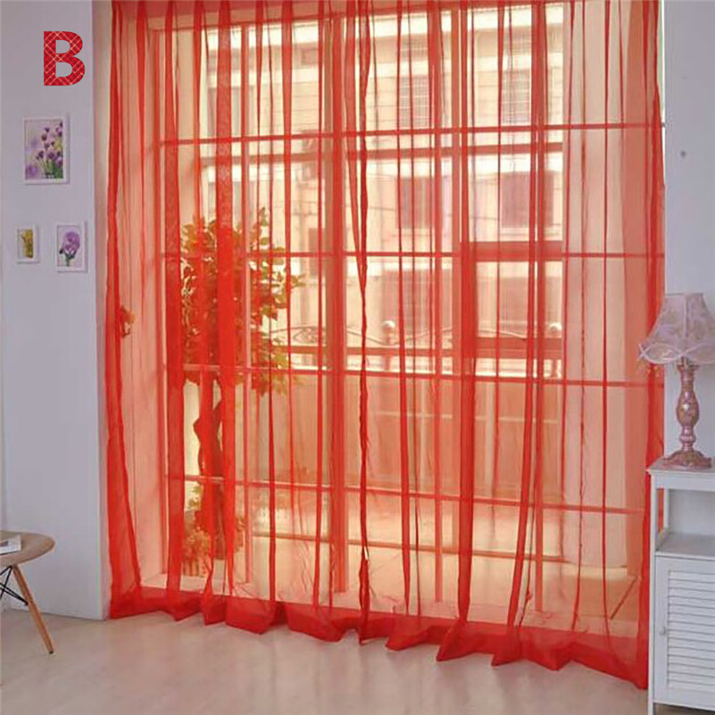 Pure Kleur Tulle Deur Gordijn Europese en Amerikaanse stijl Screening Solid Drape Panel Sheer Tulle Voor Woonkamer/ C: B