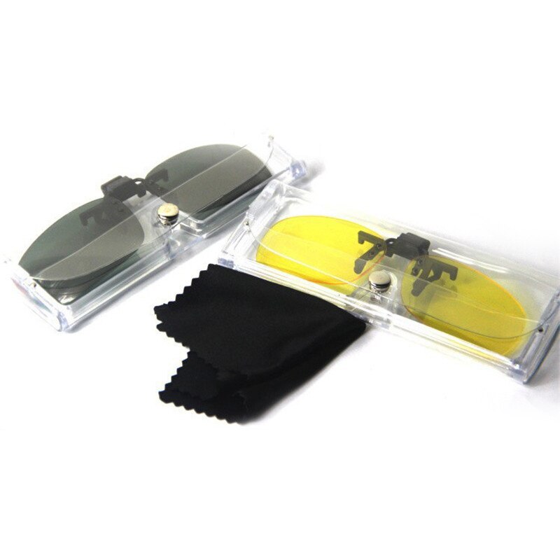 Polarisert klipp på solbriller som kjører nattsyn linse solbriller mannlig uv-uv til menn kvinner med etui og brilleklut