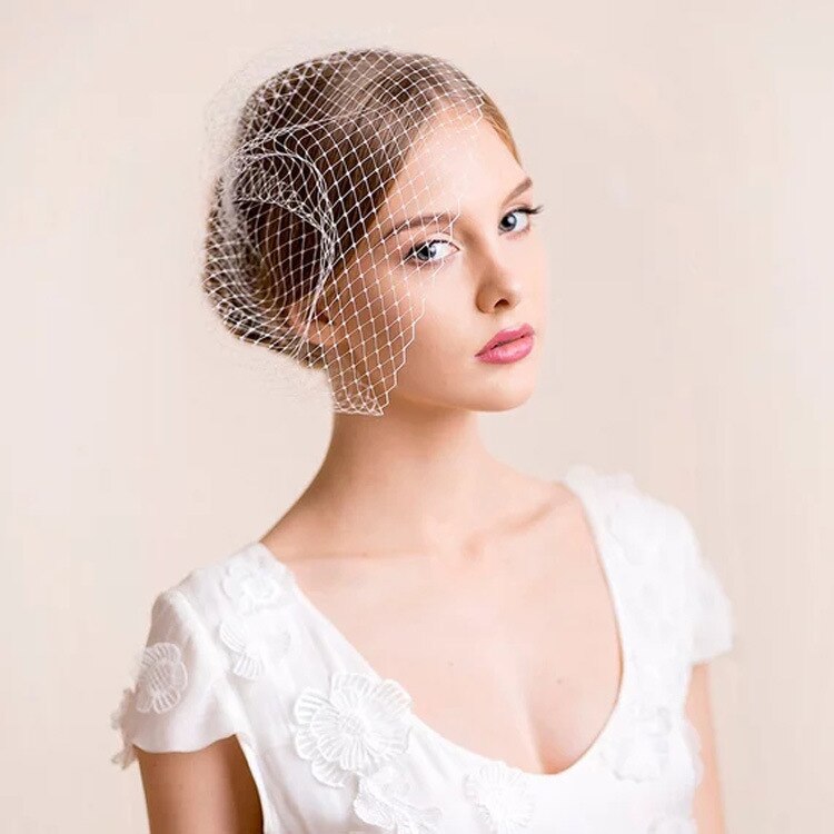 White Face Veils Bridal Net Birdcage Veil Charming Wedding Hair Accessories Fascinator with Comb