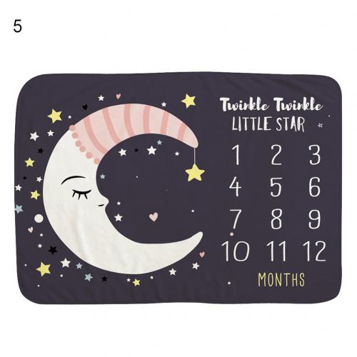 Maan bloemenprint flanel baby maandelijkse mijlpaal deken foto prop achtergrond ademende zachte fotografie accessoires: 5