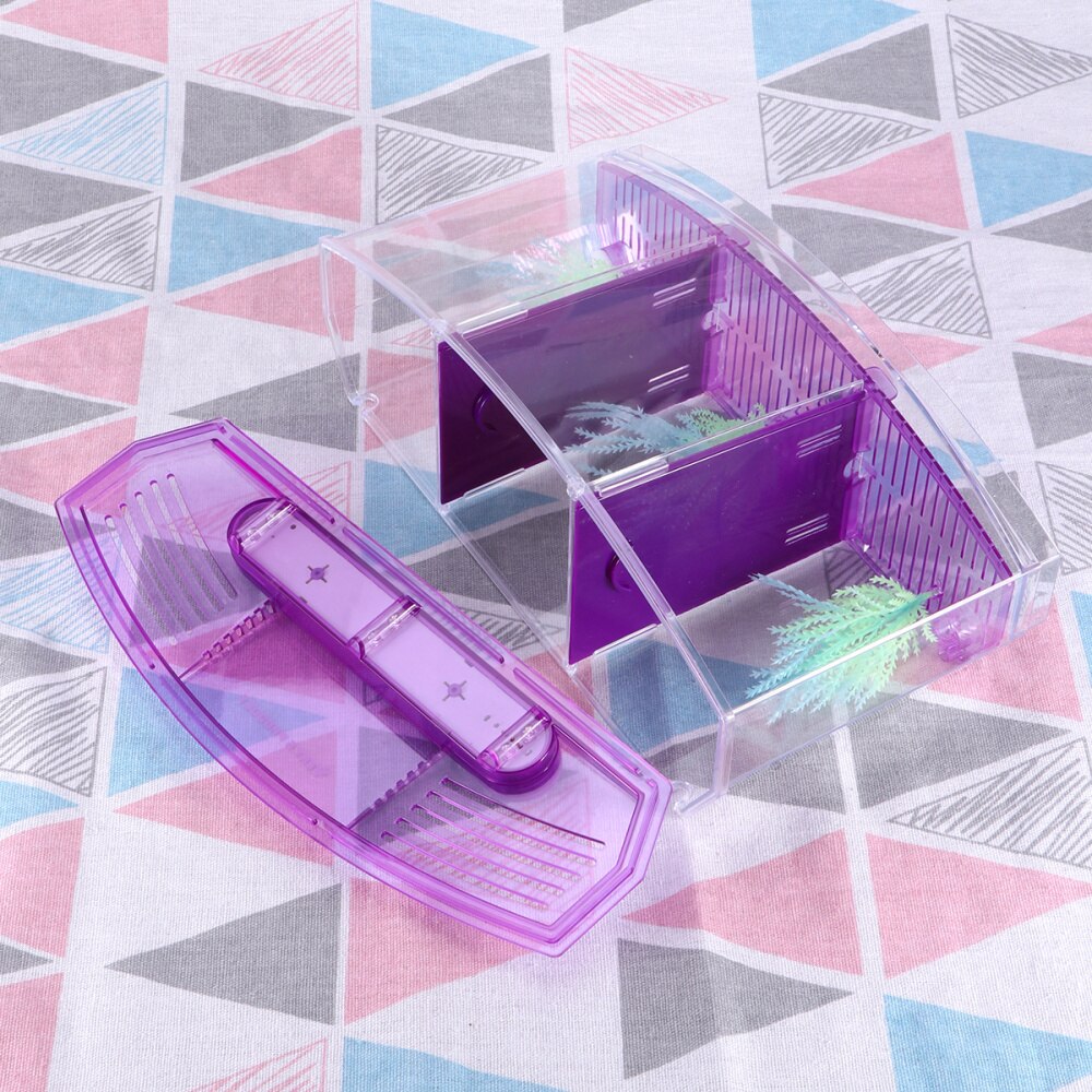 Mini Fish Tank Self-Cleaning Desktop Mini Ecological Goldfish Tank Square Hatching Seedlings Aquariums for Home Shop (Purple)