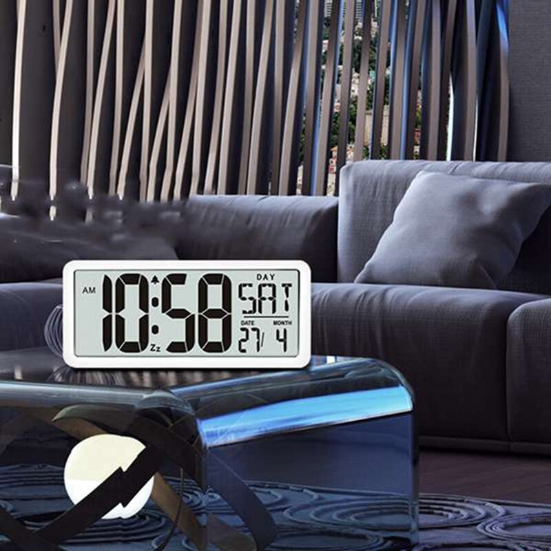 Square Wall Clock Series, Digital Jumbo Alarm Clock, LCD Display, Multi-Functional Upscale Office Decor Desk