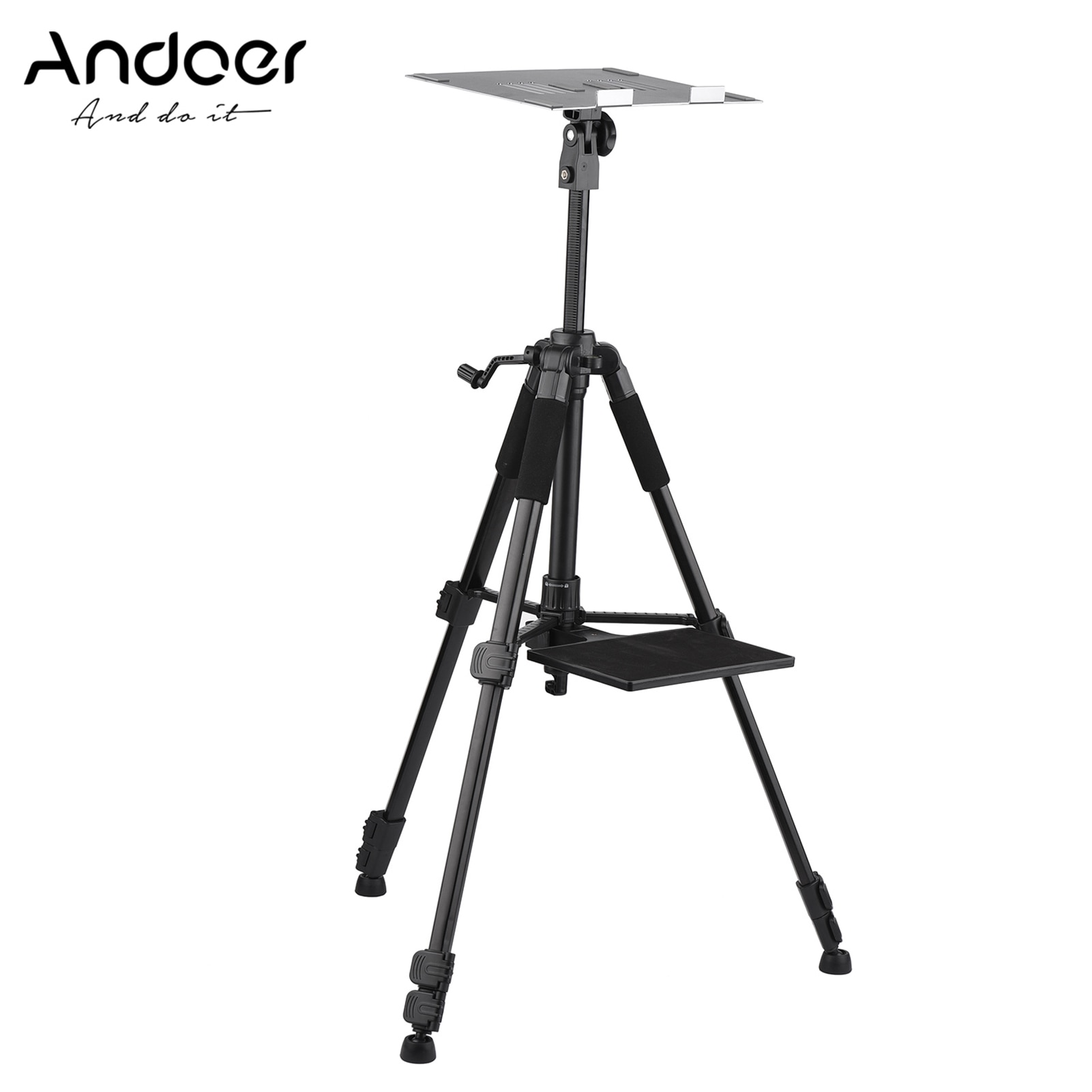 Andoer Projector Stand Tripod Portable Laptop Tripod Stand Adjustable Height 19.6 Inch to 58.6Inch w/ Plate for Projector Laptop