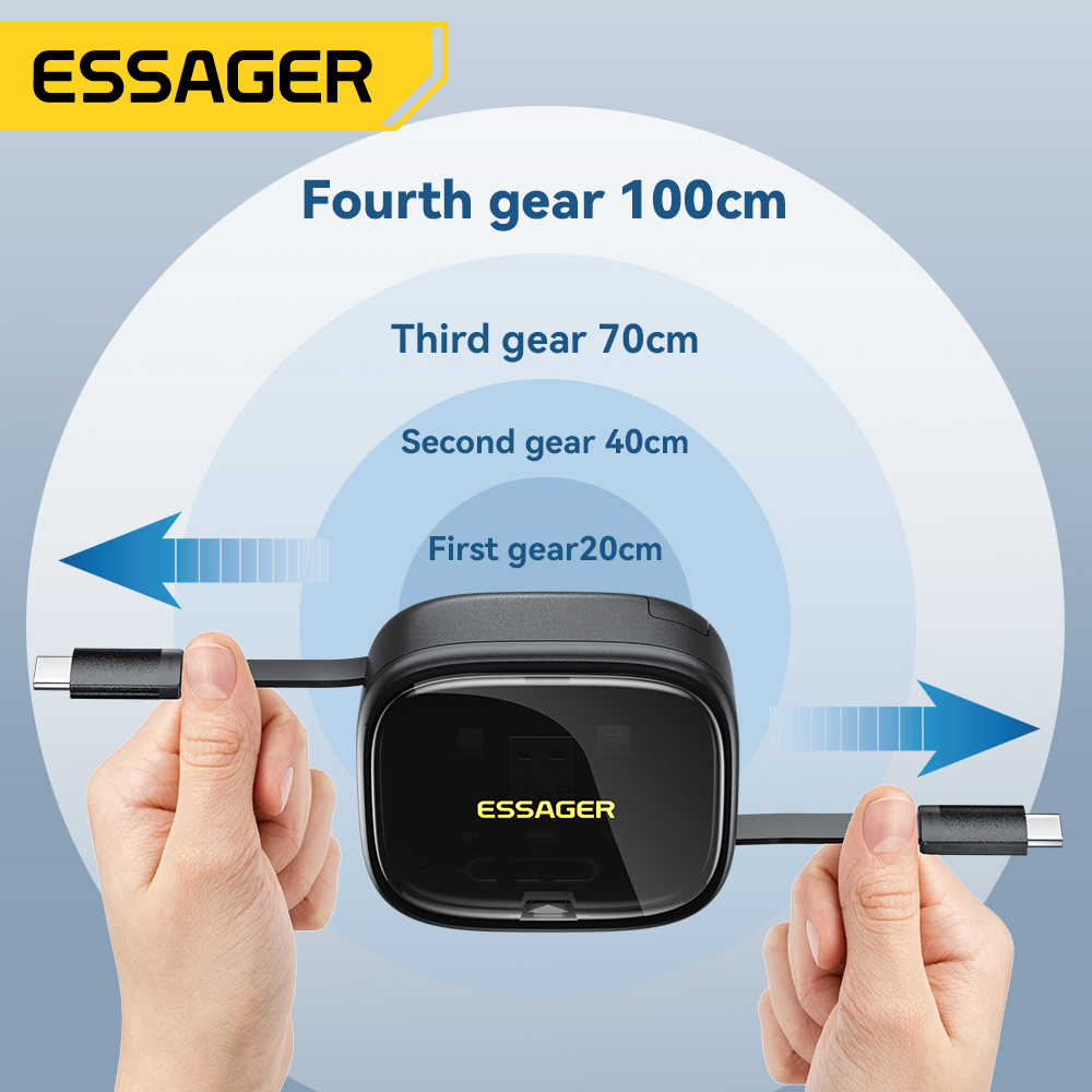 Essager usb c zu tpye c kabel pd 60w für xiaomi poco schnell lade daten reise multifunktion ales kabel mit halter aufbewahrung sbox