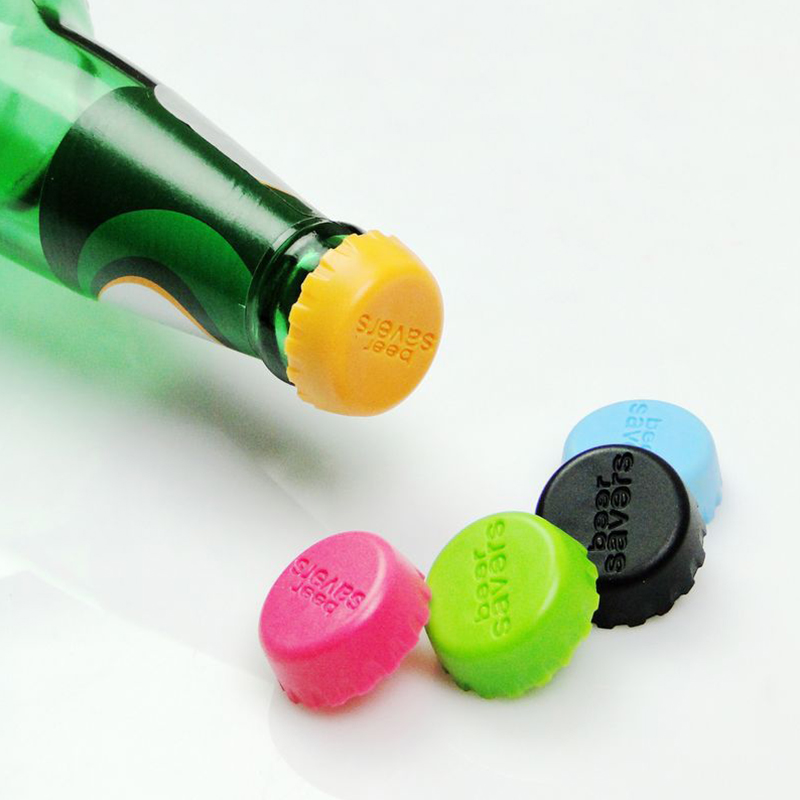 6 Pcs/set Silicone Beer Bottle Cap Reuse Practical Colorful Wine Beer Beverage Bottle Sealer Stopper Cover