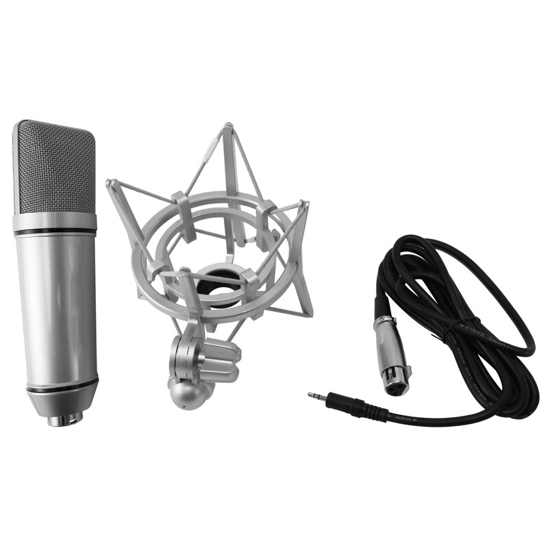 U87 Microphone Set Voice Microphone Metal Mini Host Device Condenser Microphone Live Microphone for Live/Show,White
