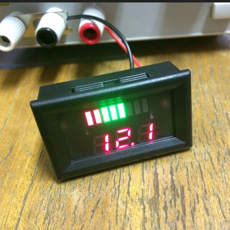 Indicador de nivel de carga de batería de plomo y ácido, 12V, medidor de capacidad de batería de litio, voltímetro LED, pantalla Dual