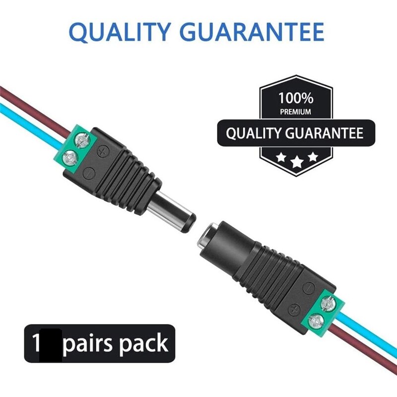 DC Connector Power Jack Plug Adapter 2.1 X 5.5MM 12V 5A Male+Female Power Connector for CCTV Camera Led Strip