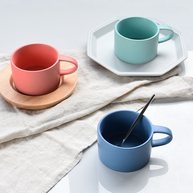 Tasse à café en céramique givrée | Macarons simples cintrés de Style japonais, tasse de petit déjeuner, tasse des amoureux