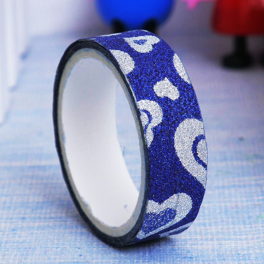 10 Stks/set Diy Zelfklevende Glitter Washi Masking Tape Sticker Craft Decor 15Mm X 3M