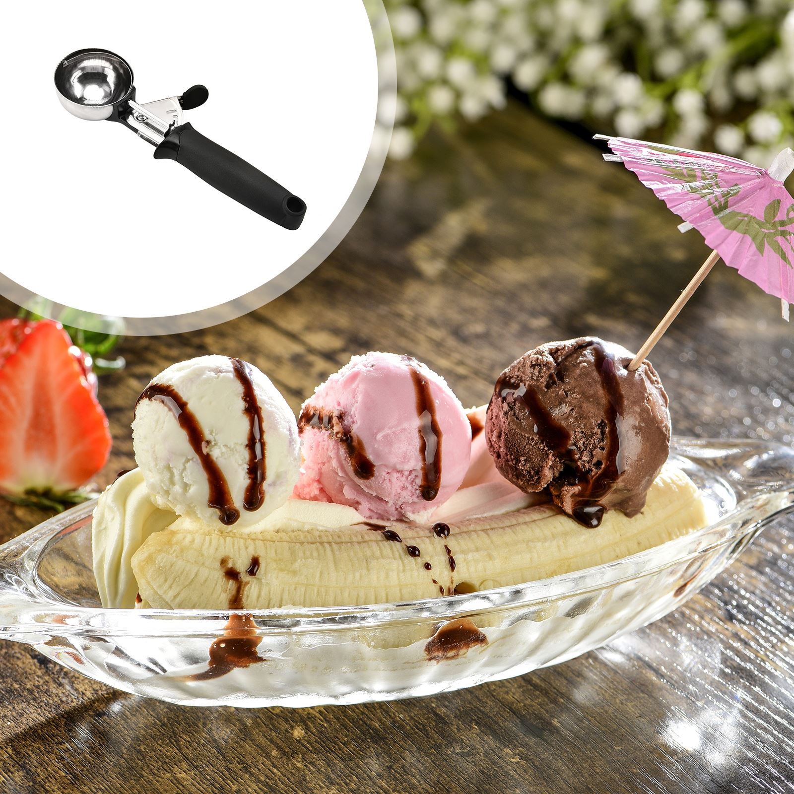 Stainless Steel Ice Cream Scoop Ice Cream Makers Kitchen Tools Accessorizes Fruit Baller Frozen Yogurt Dipper With Pop Up Level