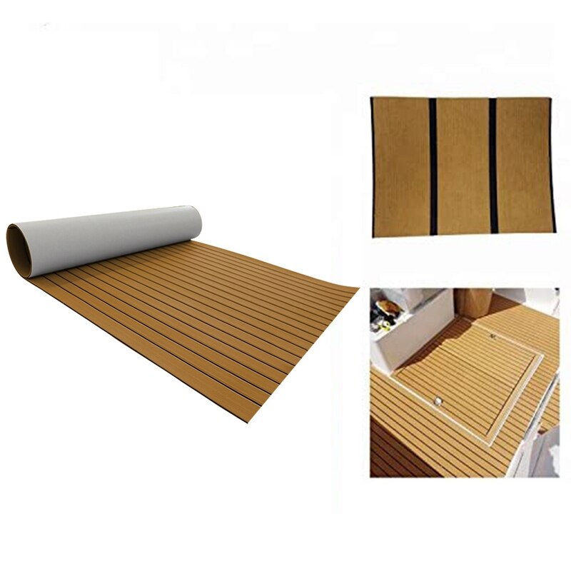 Schuim Teak Decking Eva Foam Marine Vloeren Faux Boot Decking Sheet Accessoires Marine Bruin Zwart 240X 45Cm Bruin