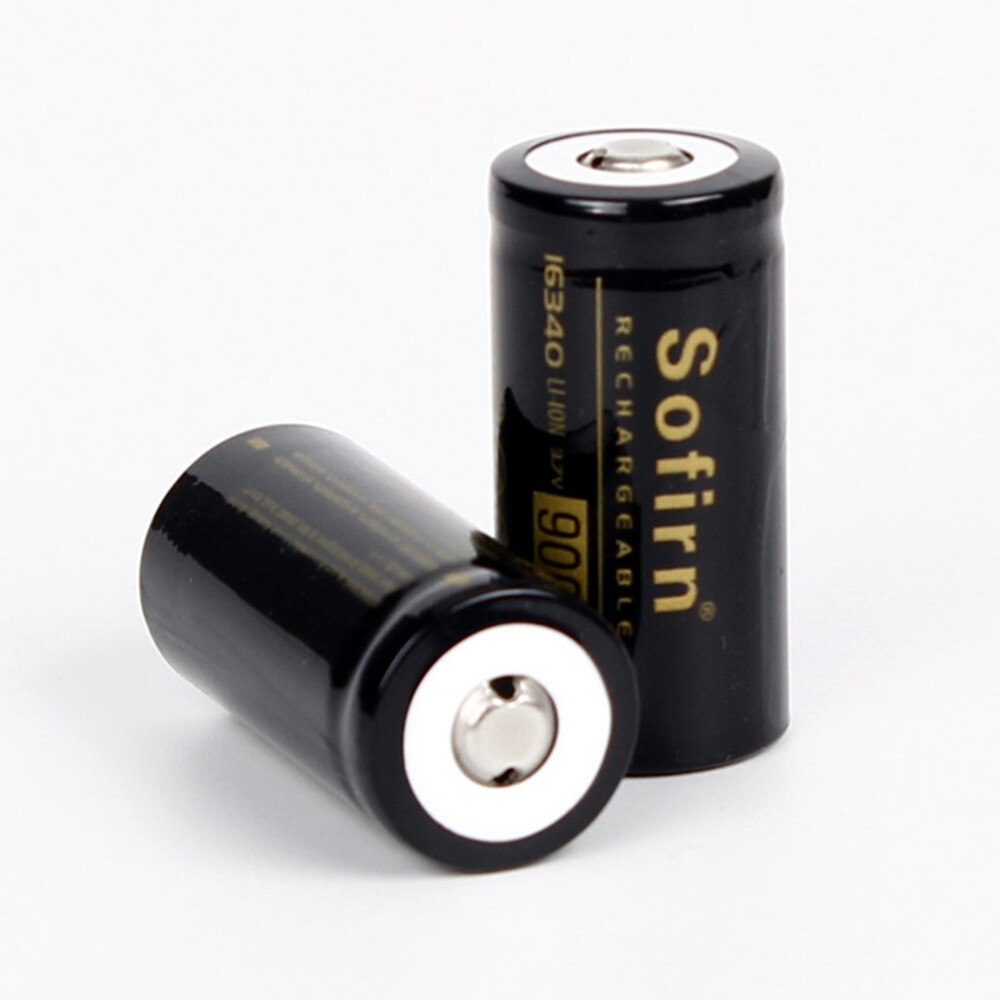 Sofirn genopladeligt 16340 batteri li-ion batteri 3.7v 900 mah 16340 celle genopladelige batterier: 2 stykker