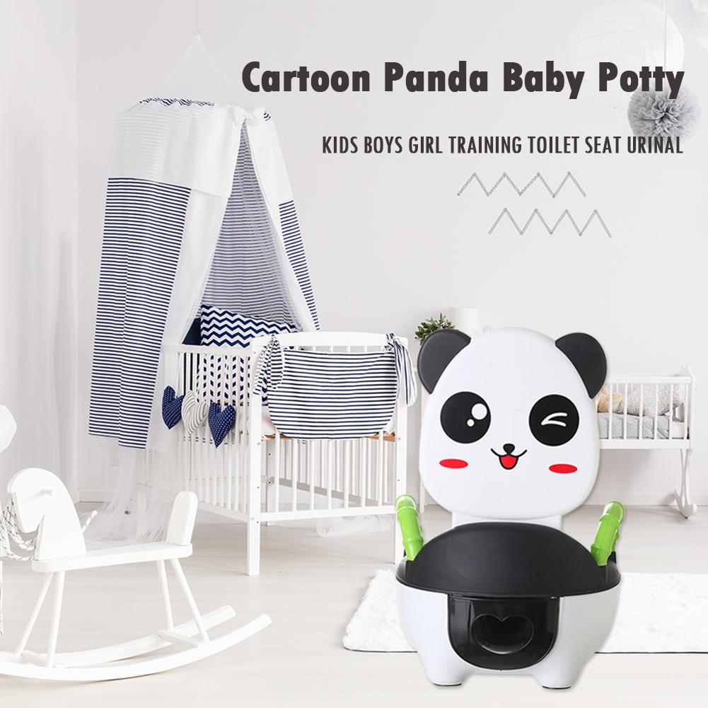 Bebis potträning toalett toalettsits barnkruka barn bäddpanna bärbar urinoar bekvämt ryggstöd tecknad pandaform kruka