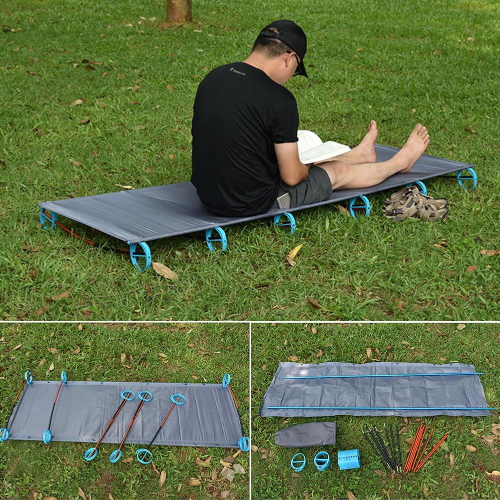 Portable Ultralight Folding Single Camp Bed Travel Cot Tent Bed Aluminium Alloy Metal Frame Outdoor Camping Hiking Fishing Beds