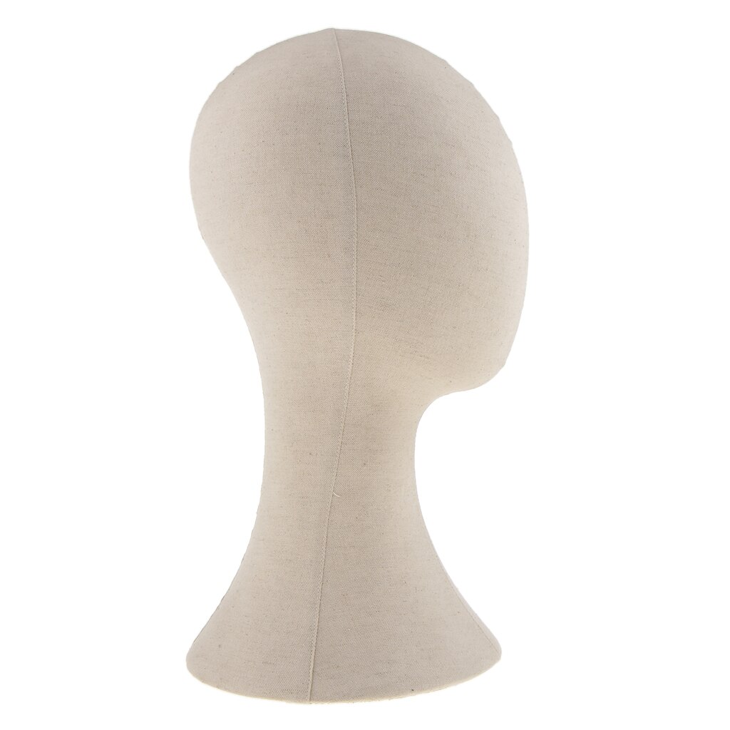 22&#39; Canvas Block Mannequin Head Wig Hat Making Glasses Holder Head Hat Hair Display Styling Mannequin Beige