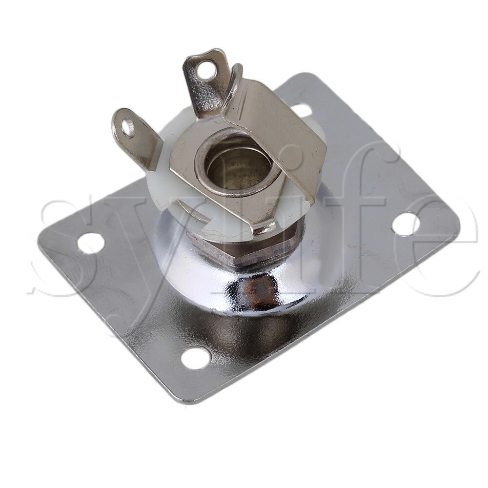 CHROME RECTANGULAR GUITAR JACK PLATE &amp; SOCKET FOR GUITAR