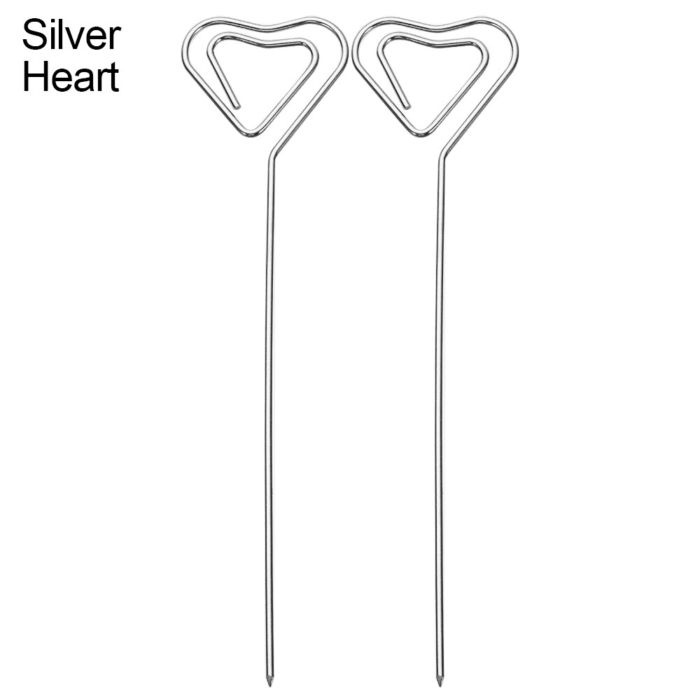 2PCS Heart/Round/Stars Reusable Stainless Steel Fruits Toothpicks Metal Cocktail Picks Skewers Garnish Picks Table Decor: silver 1