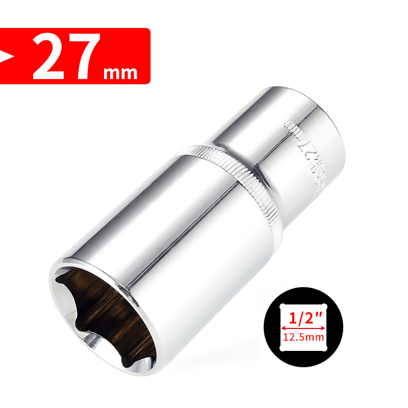1/2 tommer  (12.5mm lengre hode 8-32mm cr-v pipenøkkelsett sekskantet skrallehode for bilreparasjonsverktøy: 27mm