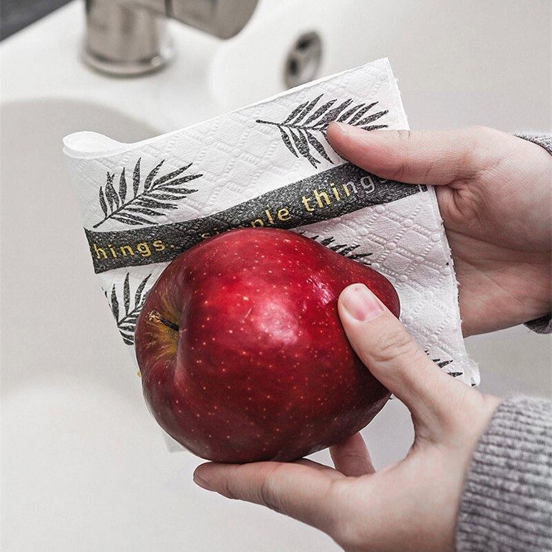 Kitchen Dishwashing Paper Towels Tearable Disposable Wipes Water-absorbing Oil-absorbing Wet and Dry Kitchen Paper Lazy Paper