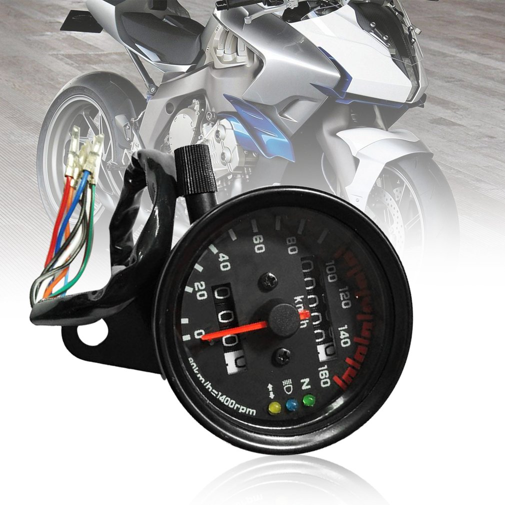 Universele Motorfiets Snelheidsmeter Kilometerteller Gauge Dual Speed Meter Met Lcd Indicator Vintage Modificatie Accessoire