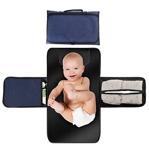 Draagbare Veranderende Station Voor Pasgeboren Baby Baby-Lichtgewicht Reizen Thuis Luier Wisselaar Mat Met Zakken-Waterdicht & Fol: blue