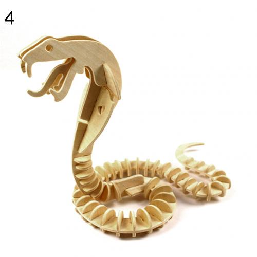 3D Wooden Blank Puzzles DIY Animal Model Crafts Kits Education Kids Toy: Snake