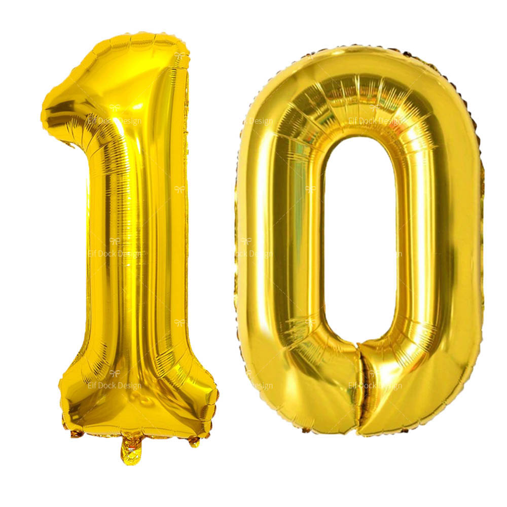 Globos dorados grandes de 40 pulgadas 10 20 30 40 50 60 70 80 90 años suministros de decoración de aniversario de cumpleaños para adultos globo dorado: LASER