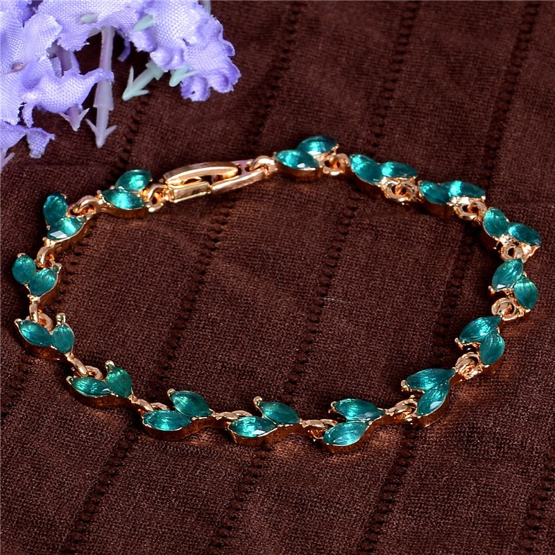 SHUANGR Top Multicolour Exquisite Leaf Goud Kleur Armband Oostenrijkse Kristallen H289/H290/H242/H243/ h244