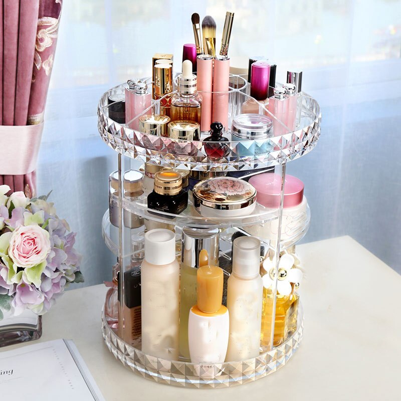 Boîte de rangement pour cosmétiques en acrylique transparente, multifonction avec Rotation à 360 degrés, maquillage détachable, à la , support organisateur