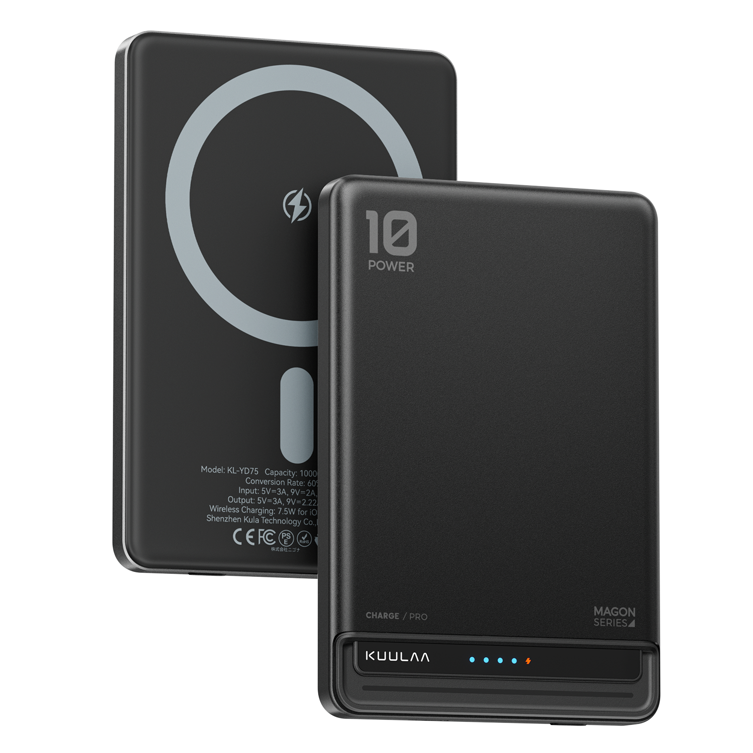 KUULAA Magnetische Energie Bank 10000Ah Drahtlose Tragbare ladegerät 20W Schnelle Aufladung Für magsafe Für iPhone 16 15 14 Por max PowerBank: Silber