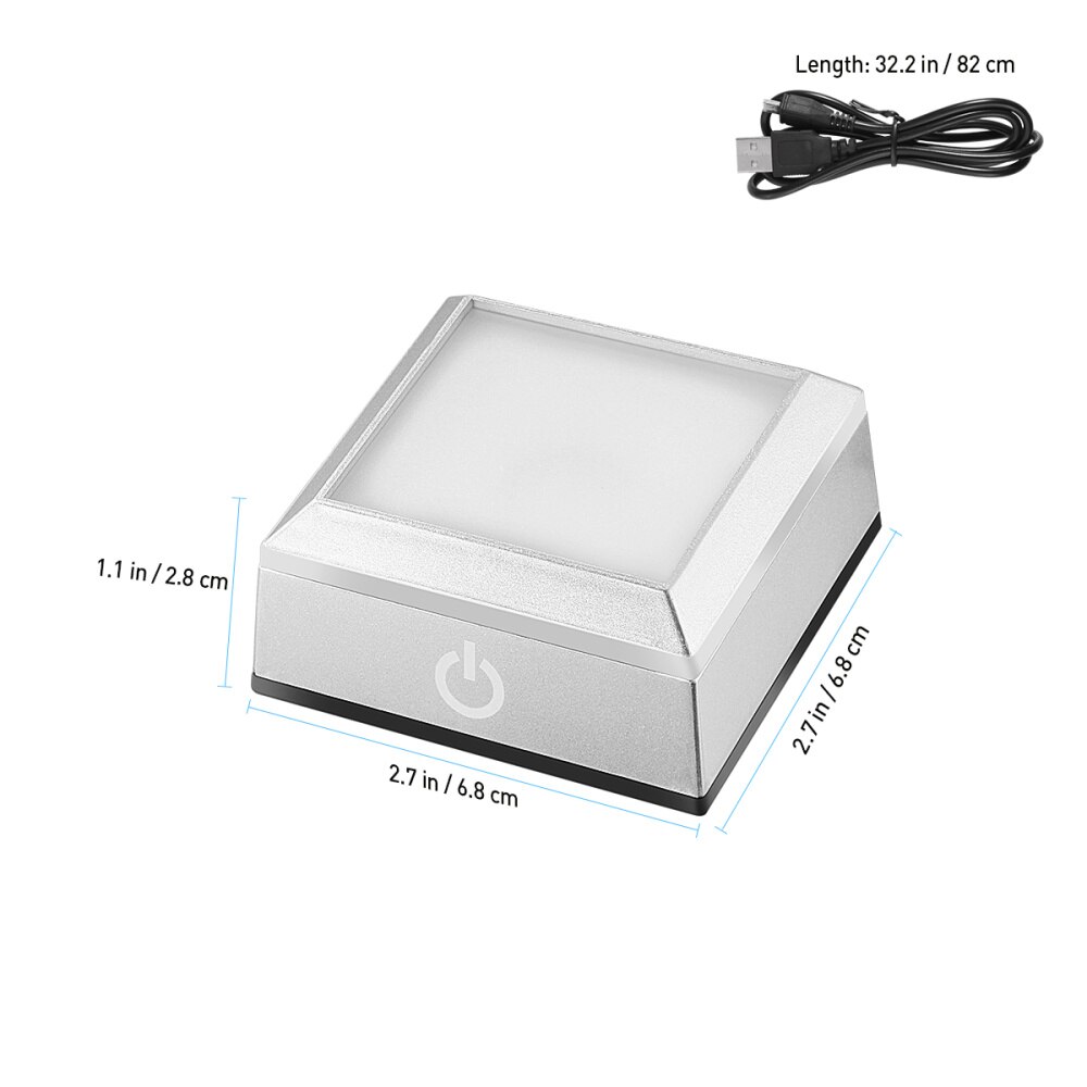 LEDMOMO-expositor de Base de Luz LED con Interruptor táctil sensible, luces de colores, soporte cuadrado de cristal, 1 ud.