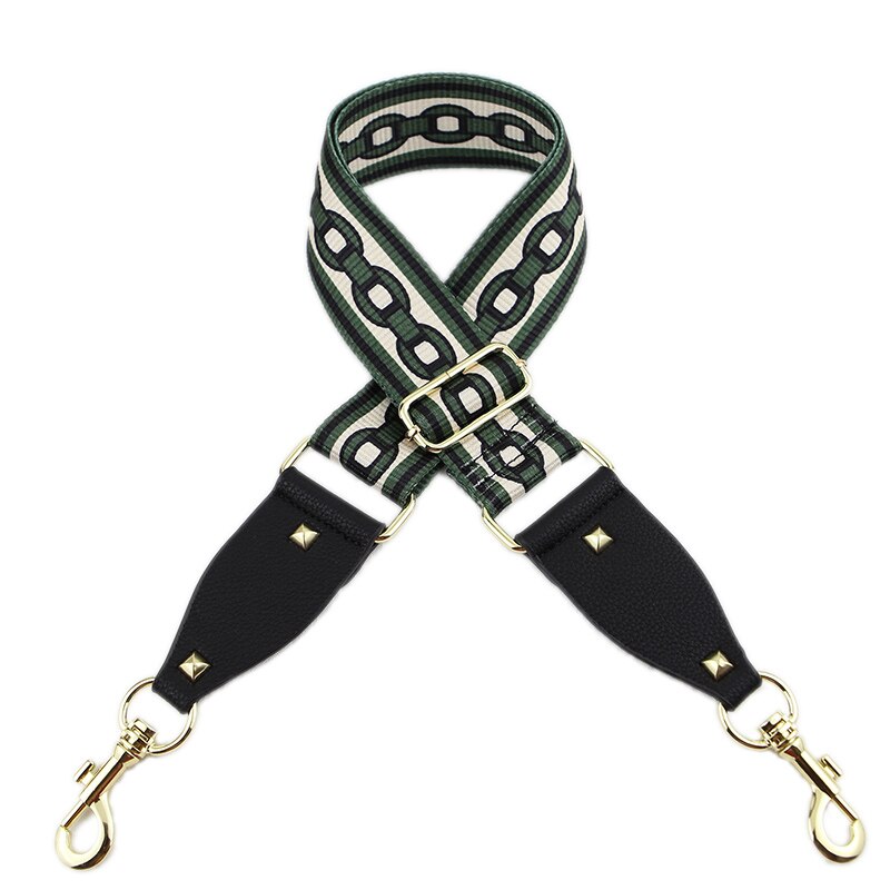 handtassen strap keten patroon gouden gesp canvas tas riem studs trendy bedrijf schouderbanden qn326: studs green chain