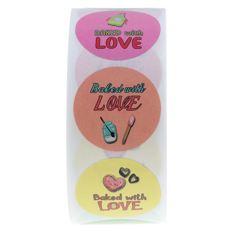 500 Pcs Baked Sticker Seal Labels Round Pink Green Yellow Labels Baking 25mm For Package Decoration Handmade Stickers