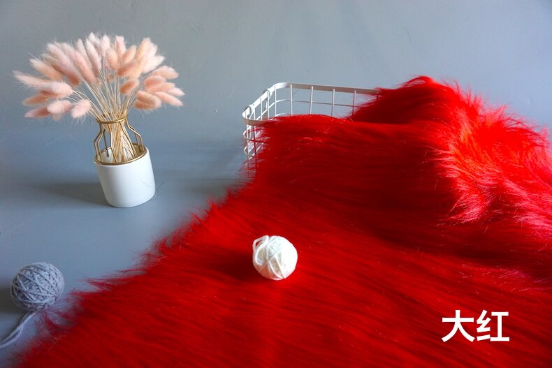12 Cm Top Een Faux Bont Knuffel Stof 160 Cm Breedte Luxe Lang Haar Faux Fur Stof Voor Handgemaakte naaien Kleding Pop Bont: red