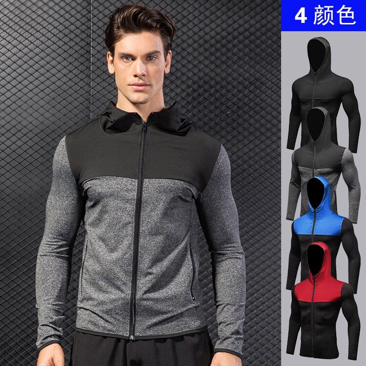 Quick Dry Running Jacket for Man Training Fitness Hoodies Sportswear for Gym Long Sleeve Zipper Jacket Running Coat