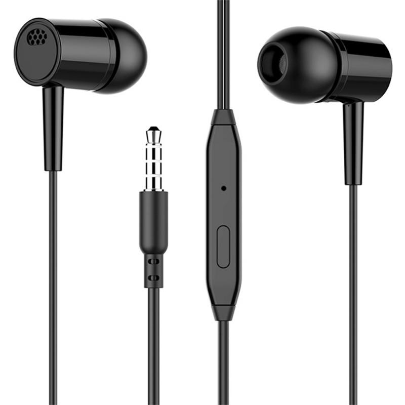 Earbuds Noise Reduct 3.5mm Earphones Stereo With Microphone High Fidelity Sound Subwoofer For Samsung Laptop Tablet Phone PC: Black