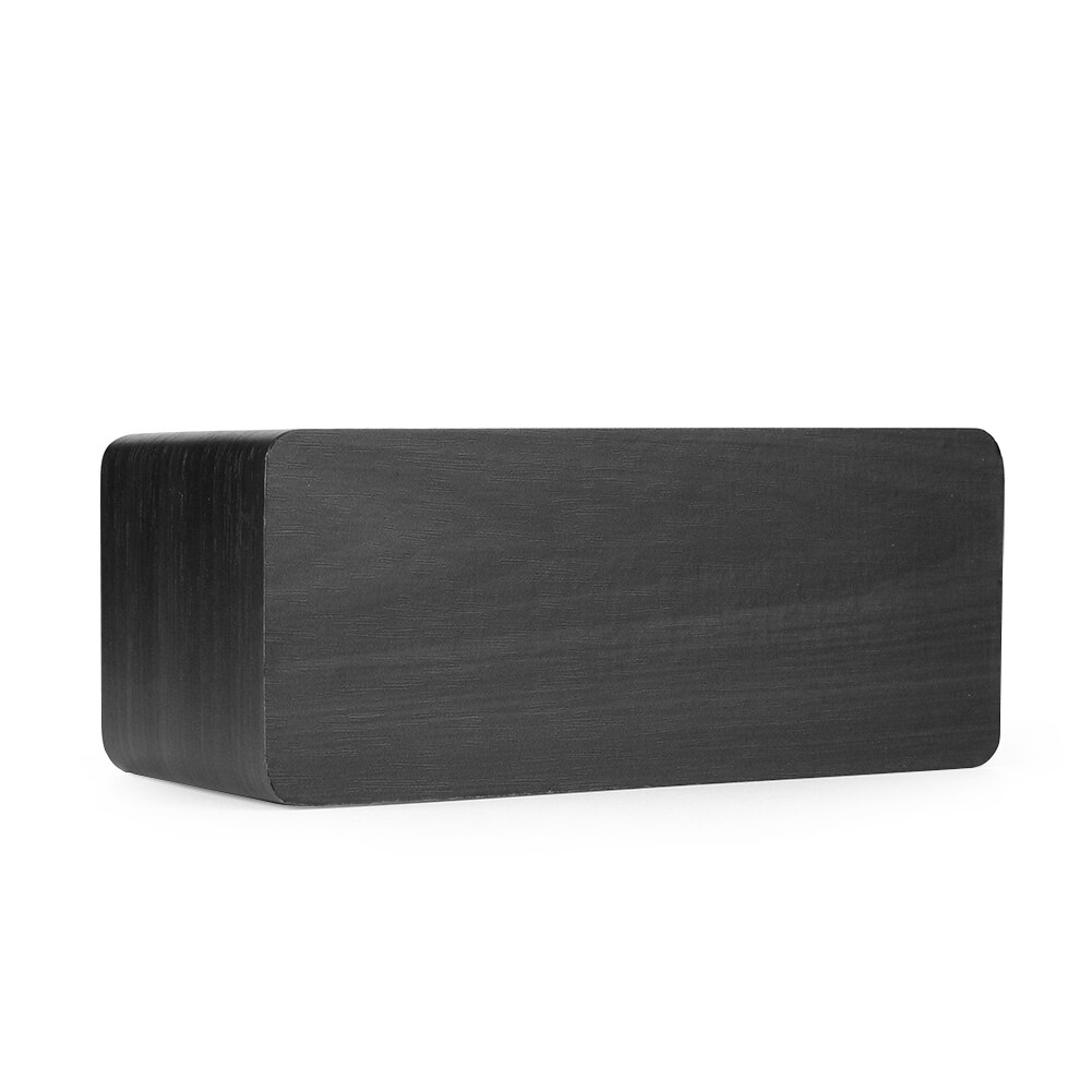 Digital Home Decoration Wooden Electric Alarm Clock with Wireless Charging Pad LED Digital Charger for BedroomUSB Charging Cable: Black