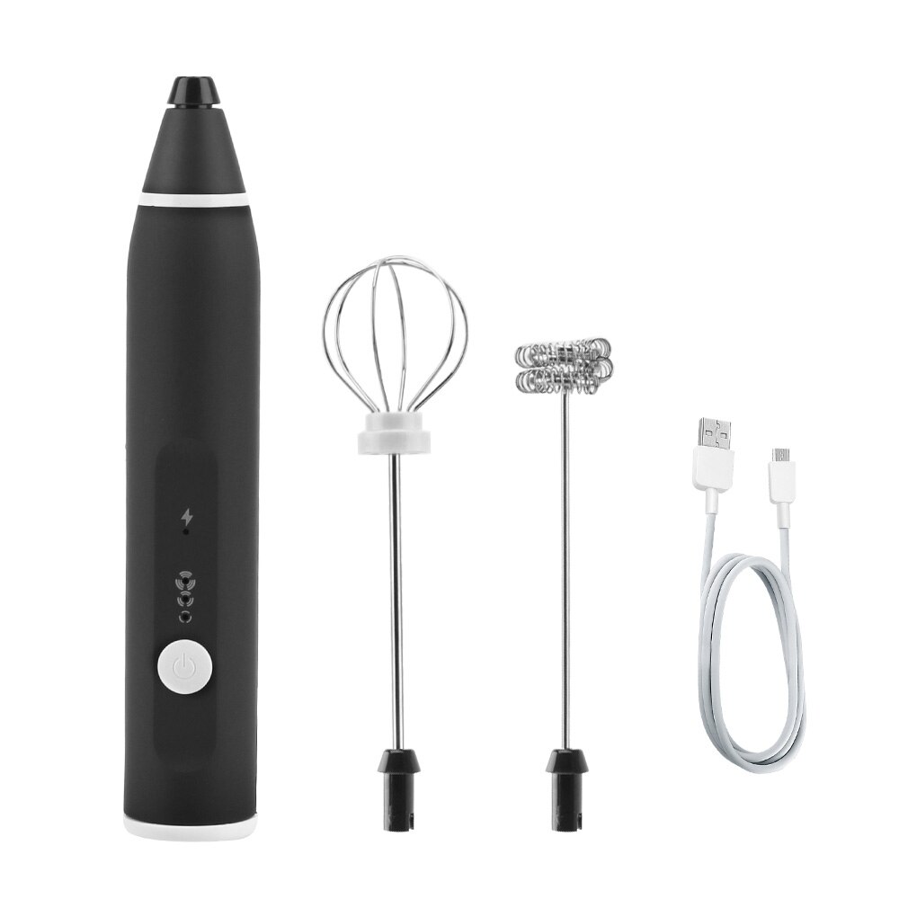 HILIFEElectric, mezclador de café, Espumador de leche, Espumador de café, Espumador de leche, batidor de huevos de mano, máquina mezcladora, accesorios de cocina: Black