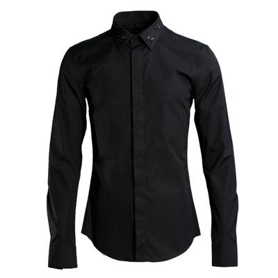 Sting handgemaakte kralen kleine bij heren hoogwaardige casual shirts lange mouwen katoen plus size ml  xl 2xl 3xl 4xl: G180026z zwarte / Xl