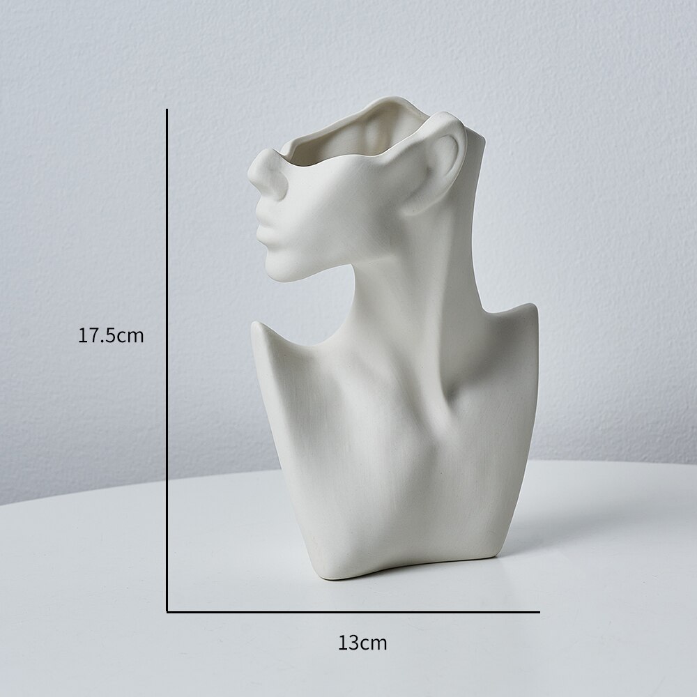 Ansigt vase keramik moderne kunst skulptur boligdekoration plantekrukker dekorativ stue dekoration bordplade blomstervaser