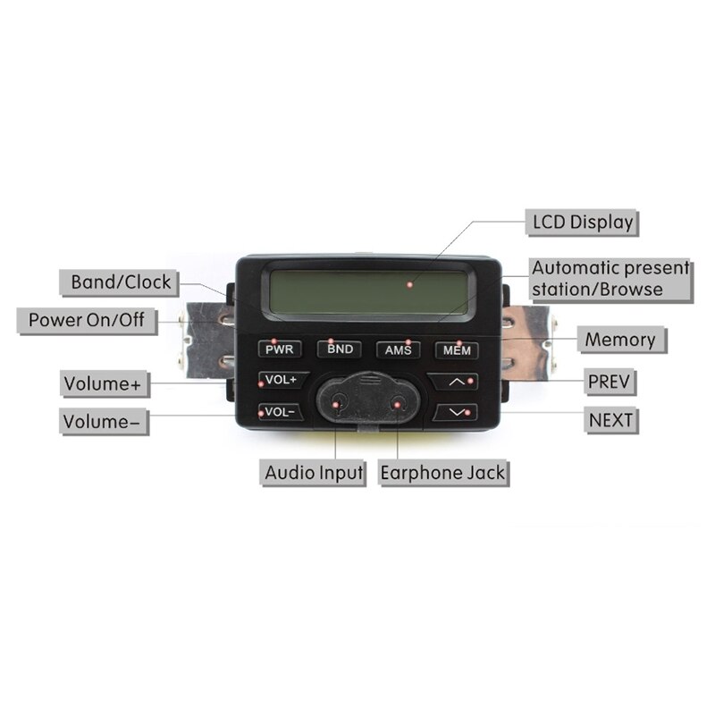 Système de son de moto support de guidon 2 haut-parleurs Radio FM o MP3 stéréo 12V pour Honda Kawasaki Suzuki KTM