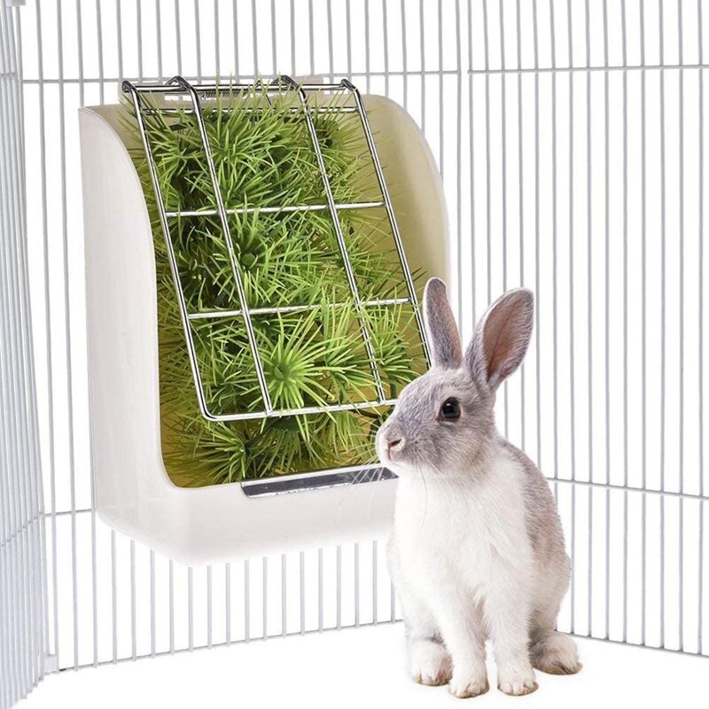 Rabbit Hay Automatic Feeders Rack,Hay Food Bin, Feeder Bowls Double for Grass/Food for Small Animal Supplies Rabbit Chinchillas